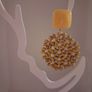 Retro Yellow Geo Floral Round Lattice Earrings Image 5