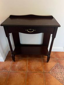Dark Wood Hall Table with Drawer & Shelf