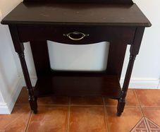 Dark Wood Hall Table with Drawer & Shelf