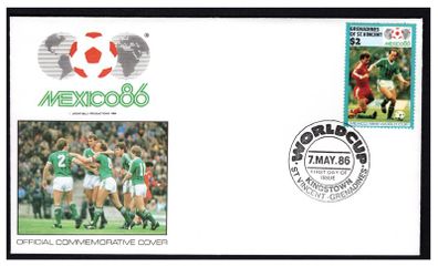 1986 St Vincent First Day Cover for Mexico Football (FIFA) World Cup 86 Featuring Northern Ireland Player First Day Cover (FDC)