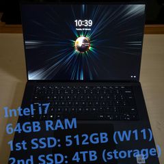 Dell XPS, i7, 64GB RAM, 4.5TB SSD, a solid workstation + Docking station