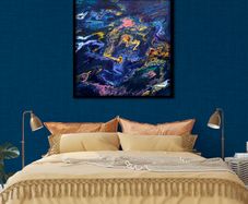 Purple Bloom, Abstract Pour Art, by artist Helen Mathews