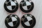 x4 BMW black/white centre caps 68mm