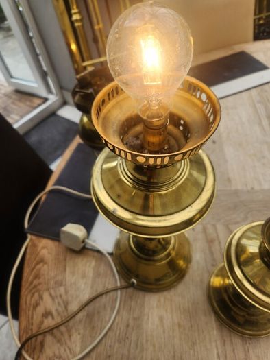 Three oil brass lamps