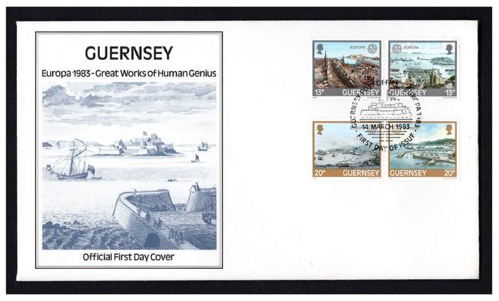 1983 Guernsey Europa Great Works of Human Genius Commemorative Stamps First Day Cover (FDC)