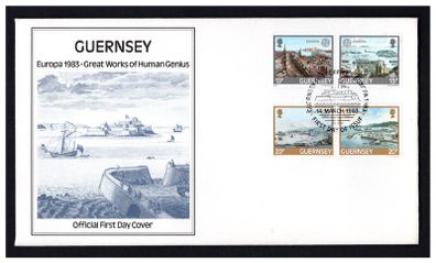 1983 Guernsey Europa Great Works of Human Genius Commemorative Stamps First Day Cover (FDC)