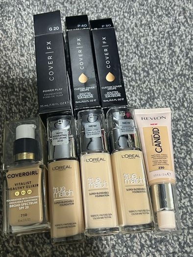 Revlon, cover fx, cover girl, Loreal foundations all brand new