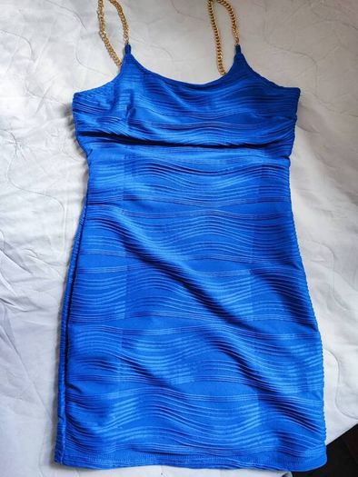 Solid Ruched Cami Bodycon Dress blue size 8UK