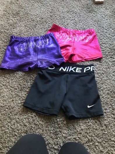 gymnastics shorts and leotard