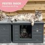 Cat House For Indoor and Outdoor Use - Weatherproof and Portable - With XL Entrance (22 x 26 cm) - Dark Grey Image 9