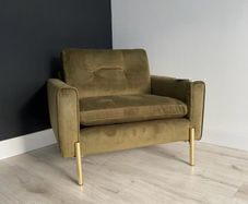 Olive Green Velvet Snuggler Chair