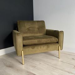 Olive Green Velvet Snuggler Chair