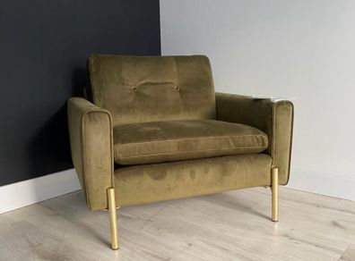 Olive Green Velvet Snuggler Chair