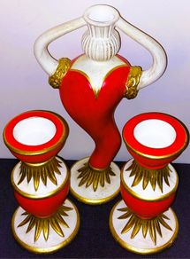 Italian Art Pottery Dersigner Candle Holders By Dalla Gassa