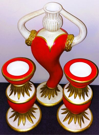 Italian Art Pottery Dersigner Candle Holders By Dalla Gassa