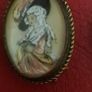 Thomas Mott Clip On Earrings Mid Century Hand Painted Georgian Lady In Hat. Image 2