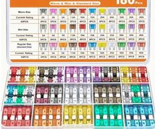 Fuse Kit, Includes 60 Mini Blade Fuses, 60 Standard Automotive Fuses, 60 Micro Fuses, and 1 Fuse Puller. Suitable for Cars, RVs, Trucks, and Motorcycles