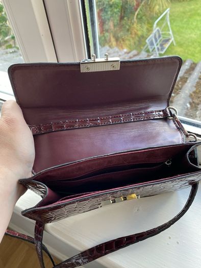 Next ladies burgundy mock crock handbag
