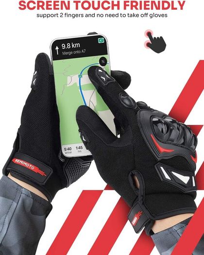 Motorcycle Gloves Men Women, Summer Motorbike Gloves Mens, Touch Screen Breathable Motorbike Gloves for Motocross Racing BMX MTB Cycling