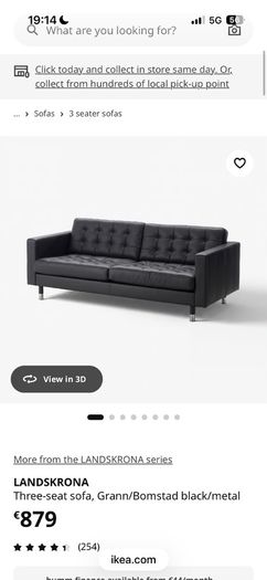 Ikea landskrona 2 Seater & 3 Seater Sofa Set Black
