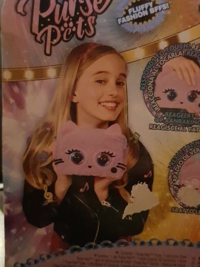 Purse Pets Interactive Handbag Plush Purple Cat 30 Sounds &