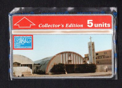 1993 Gibraltar 5 unit St. Theresa Church Collectors Ed.Gibtelecom (GNC) (Landis & Gyr (Optical)) Phone card mind and sealed.