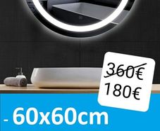 LED Bathroom Mirror Round Antifog Defogger 60cm Makeup Cosmetic Bright Light