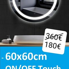 LED Bathroom Mirror Round Antifog Defogger 60cm Makeup Cosmetic Bright Light