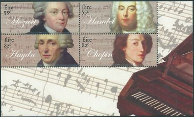 2009 Ireland Classical Composers Commemorative Stamps Miniature Sheet Mint Never Hinged (MNH)