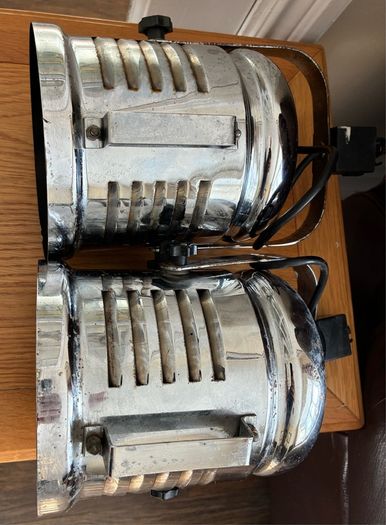 Pair of Vintage Industrial Chrome Spotlights