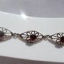 Vintage 925 Sterling Silver Natural Red Garnet Gemstone Bracelet 6,71g - lent 7" Image 2