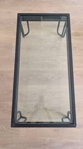 Black Metal Coffee Table with Glass Top