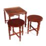 Mahogany Nest Of Three Tables, Raised On Block Legs With Understretcher Image 4