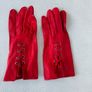 Vintage Soft Red Leather Ladies Gloves - Genuine Leather Image 2