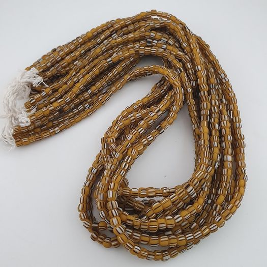 Vintage African Style Stripe Glass 4-5.5mm Beads Necklace Strand