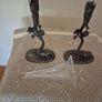 Vintage Glass Flutes with Ornate Metal Base Image 5