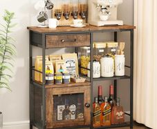 Coffee Bar Cabinet for Home - Kitchen Island Farmhouse Coffee Stand Station Multi-Purpose Buffet Sideboard Cabinet with Drawers, Kitchen Bar Table for Living Room, Corner, Home Pub