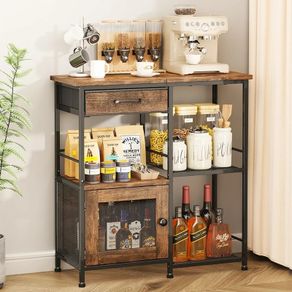 Coffee Bar Cabinet for Home - Kitchen Island Farmhouse Coffee Stand Station Multi-Purpose Buffet Sideboard Cabinet with Drawers, Kitchen Bar Table for Living Room, Corner, Home Pub