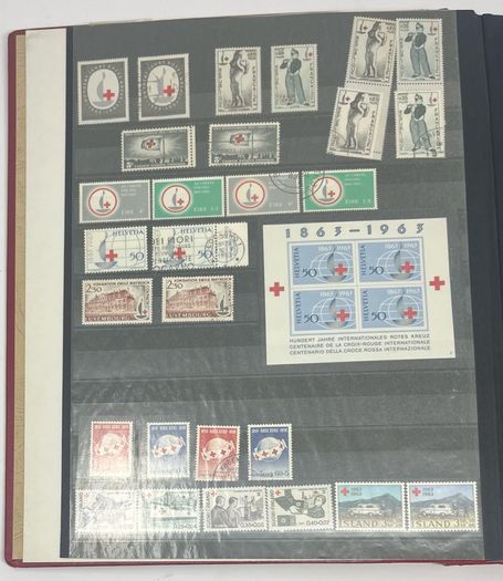 Collection: Thematic Red Cross, Malaria and For Young People stamps mainly used however some mint noted along with some miniature sheets on 28 pages