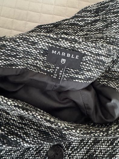 Marble Black & White Tweed Asymmetric Button Midi Skirt - Size EU 38