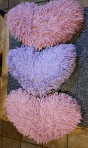 1 Purple & 2 Pink Fluffy Cushions (used).