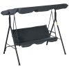 Outsunny 3-Person Porch Swing with Stand, Outdoor Swing for Patio Porch with Adjustable Tilt Canopy & Comfortable Swing Bench-Style Seat, Steel Frame (FREE POSTAGE)