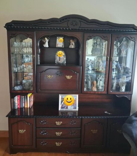 Large Dark Wood Display Cabinet & Sideboard