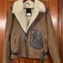 NEW Unisex Merino Wool Brown Retro REAL SHEEPSKIN Shearling Biker Leather Jacket Size S Image 2