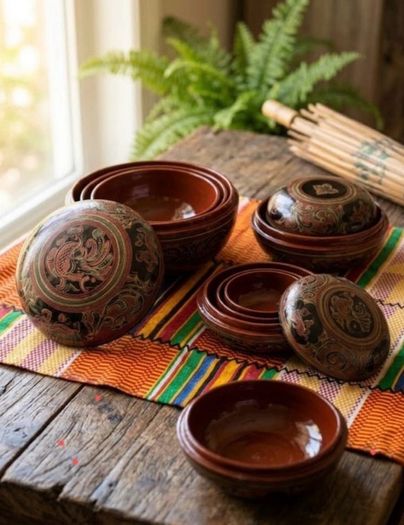 vintage Burmese (Myanmar) nesting lacquerware trinkets