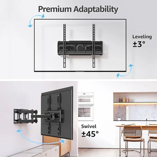 TV Wall Bracket for Most 26-70 Inch LED, LCD, OLED Flat & Curved TV, Full Motion TV Mount with Swivels Tilts Extends Double Arm Holds up to 45kg, Max VESA 400x400mm