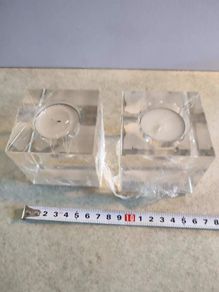 Set Of 2 Clear Glass Night Light Candl Holder.