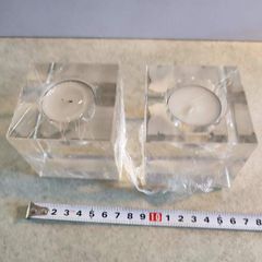 Set Of 2 Clear Glass Night Light Candl Holder.