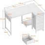 Computer Desk with Drawers 100x70 cm Corner for Home Office Reversible L Shaped Desks White Image 3