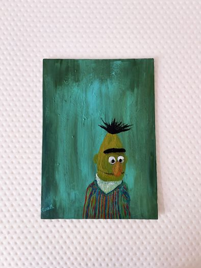Framed Sesame Street "Bert" Acrylic painting on canvas